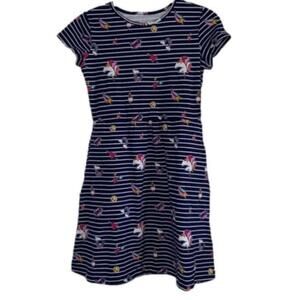 0 Girls Rumi + Ryder Dress Size L (12-14) Blue/White Striped Emoji NWT